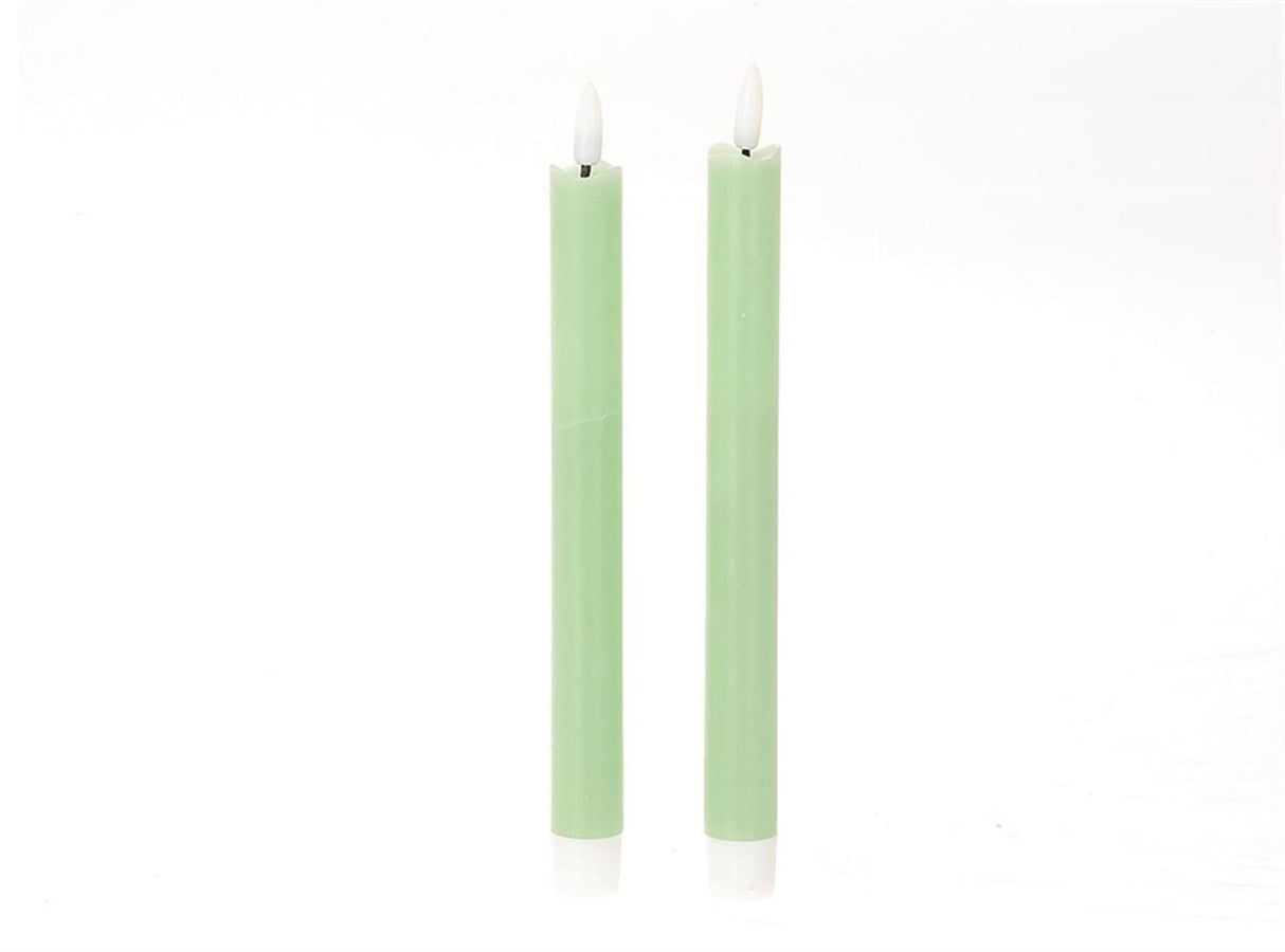 Hbx natural living dinerkaars led vlam 24.5cm groen 2dlg