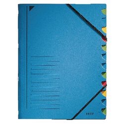 Leitz sorteermappen 320g m2 24,5 x 32cm blauw hoekelastiek 12-delig maand