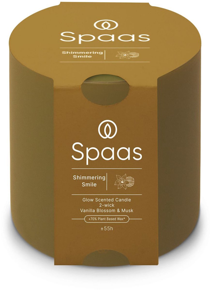Spaas glow geurkaars 2-wiek vanillebloesem en muskus ± 55 branduren -