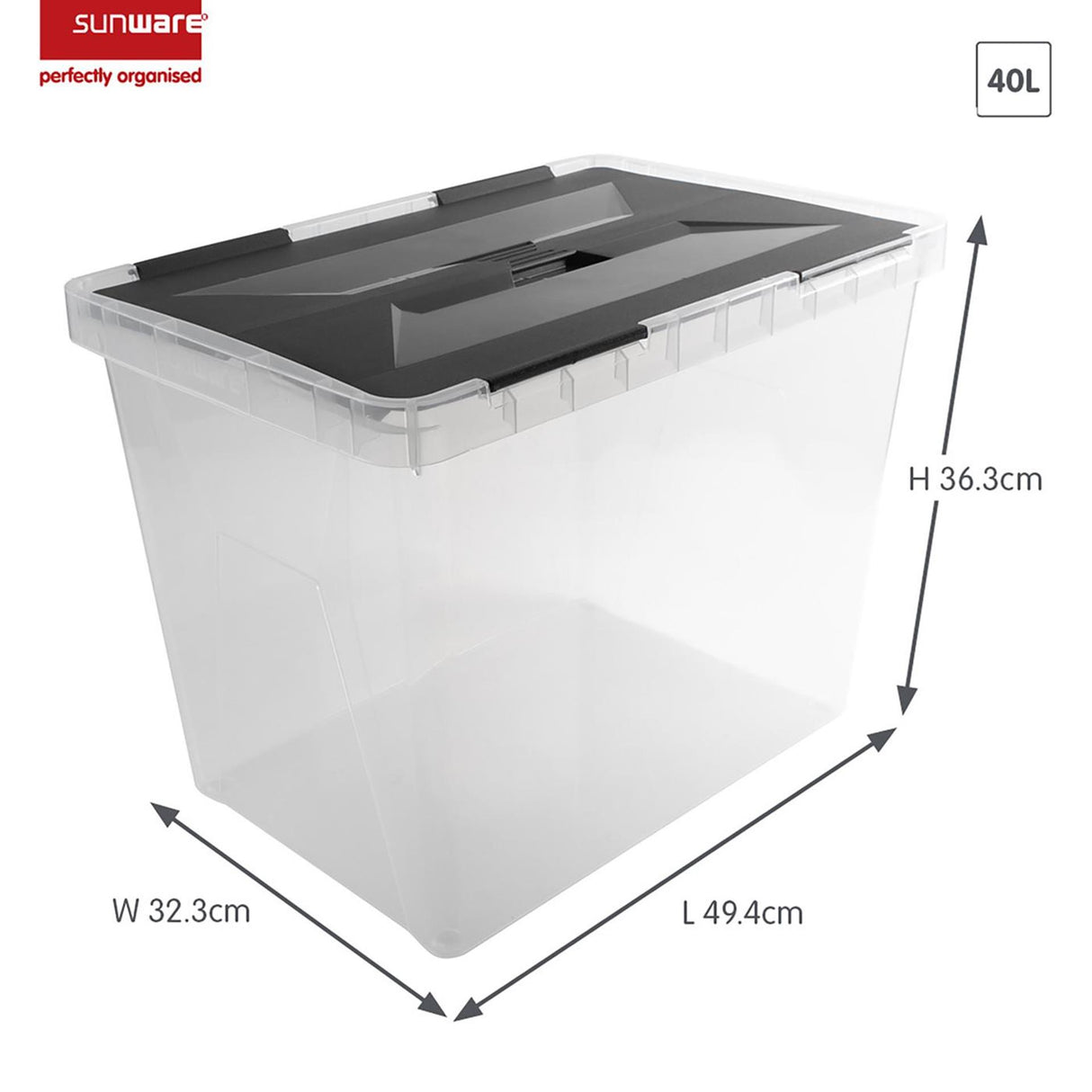 Sunware onyx opbergbox 40l transparant