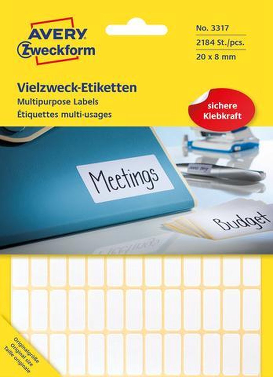 Avery etiketten zweckform 18 x 12 mm papier wit 2184 stuks