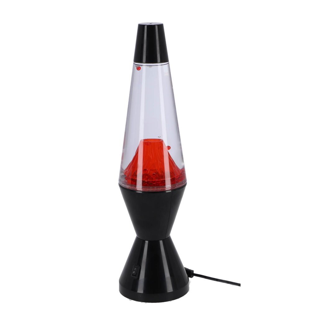 Merkloos lava lamp vulkaan zwart rood