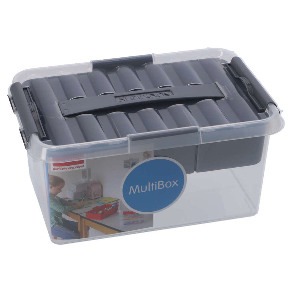 Sunware q-line opbergbox 6l met inzetbak - 30x20x14.5 cm - transparant