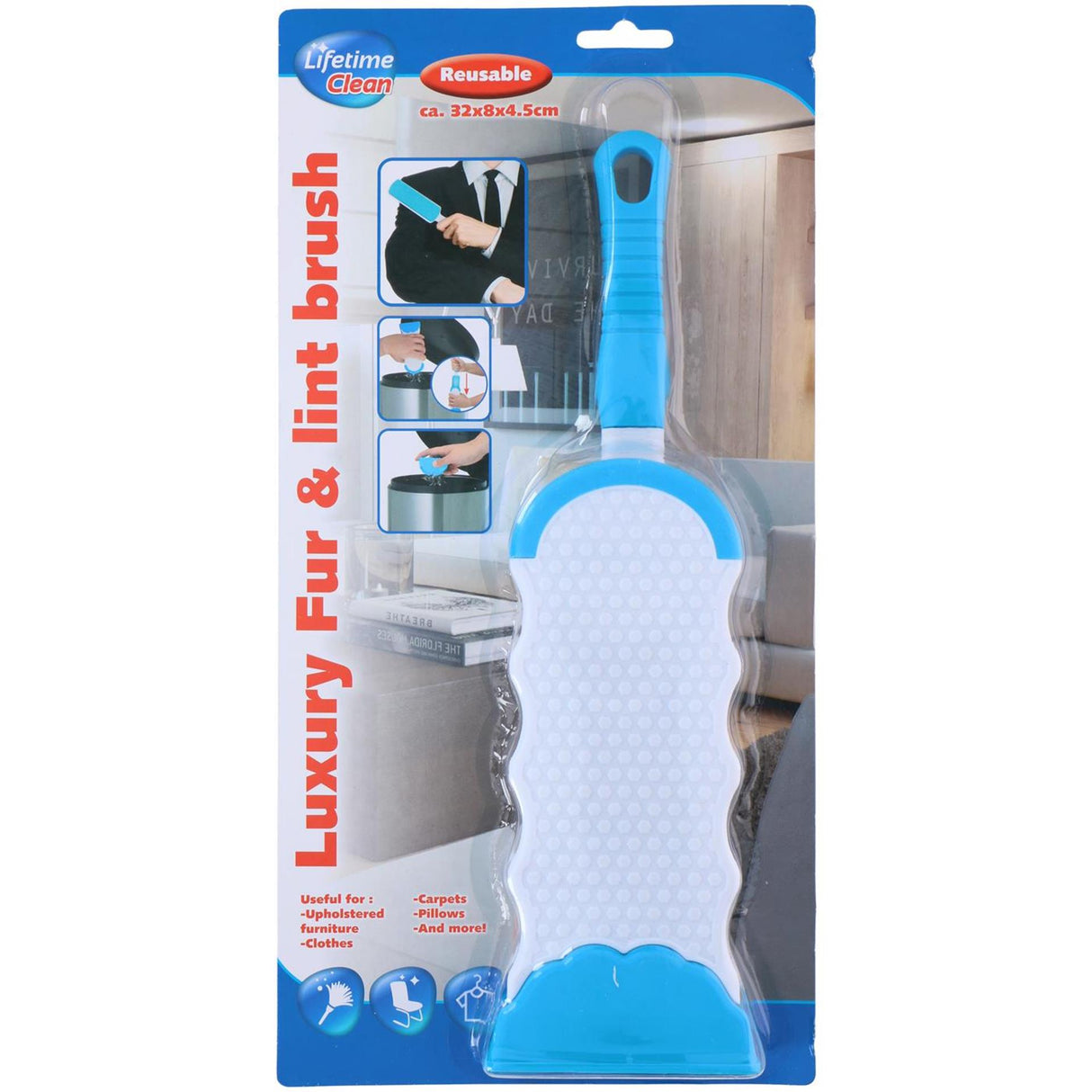 Lifetime vacht-pluis borstel 32x9x4.5cm herbruikbaar
