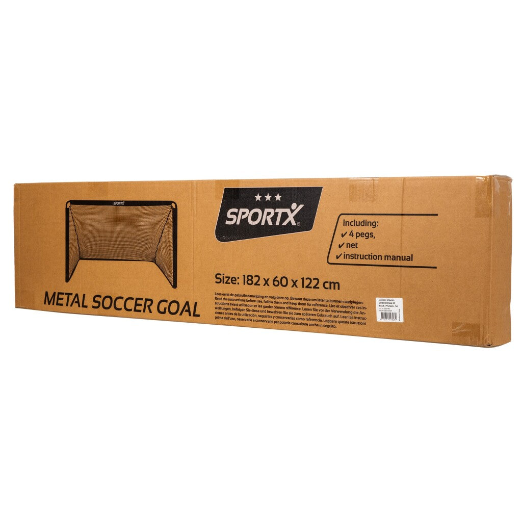 Sportx metalen voetbaldoel 182x60x122 cm zwart