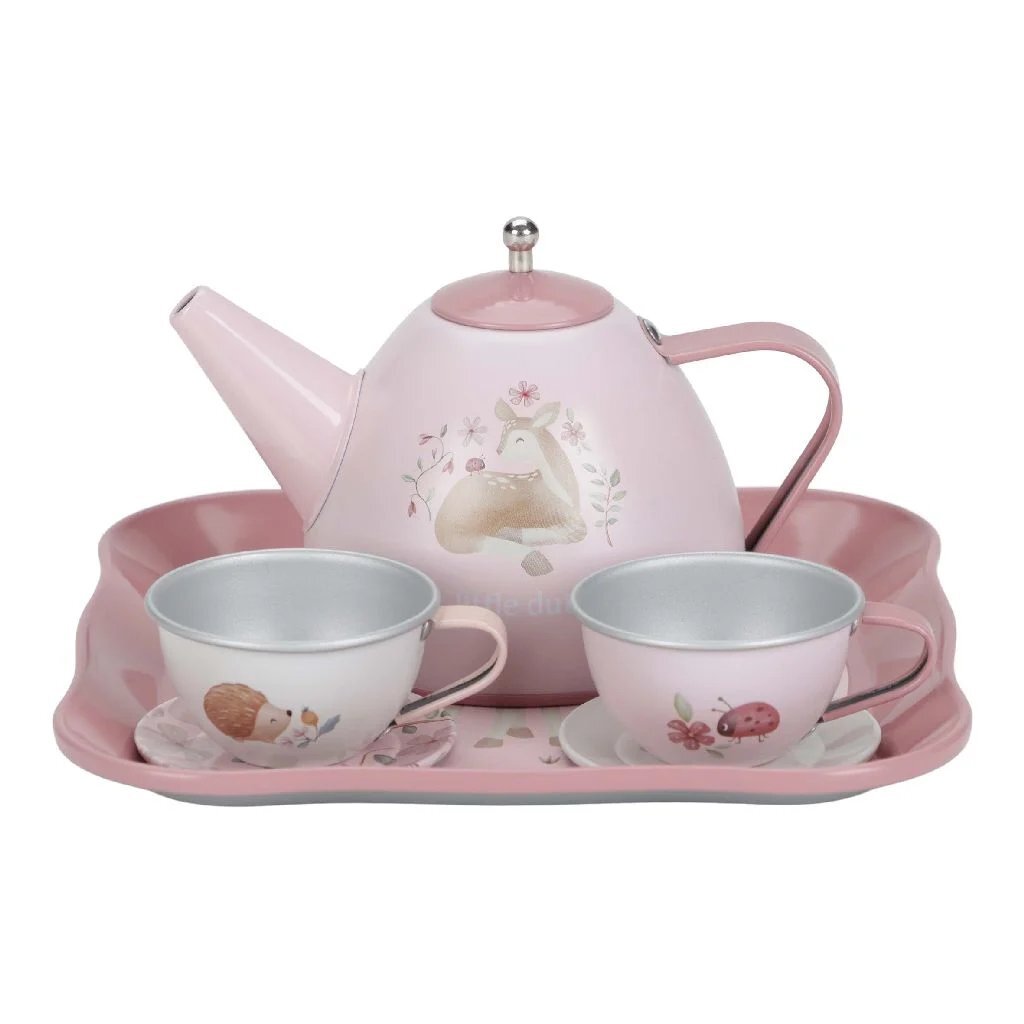 Rubo toys little dutch fairy garden tinnen theeservies in koffer