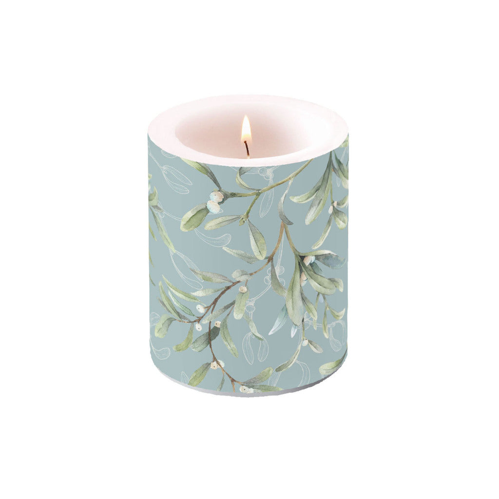 Ambiente stompkaars mistletoe all over 10x12 cm groen