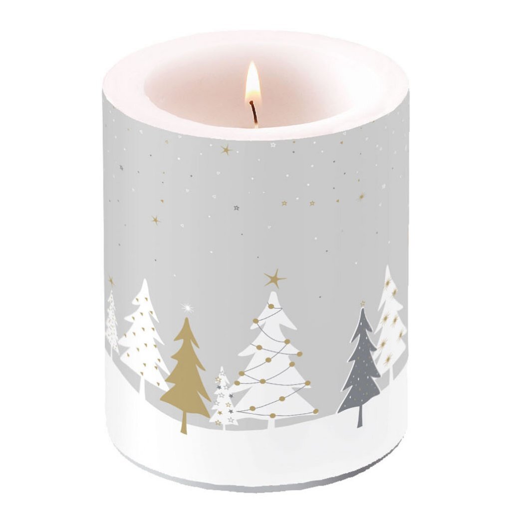Ambiente stompkaars midnight trees 10x12 cm grijs