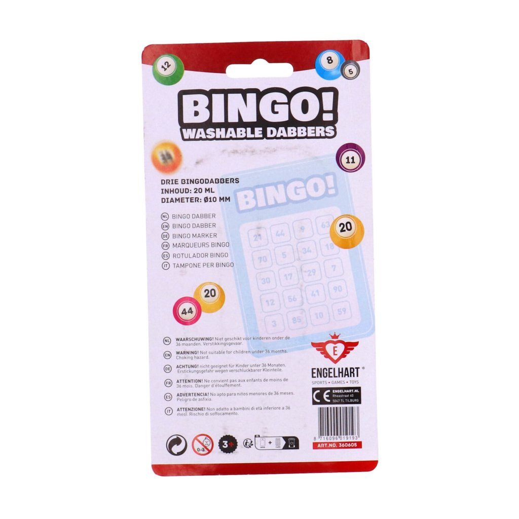 Engelhart bingo stiften 3 stuks rood geel blauw