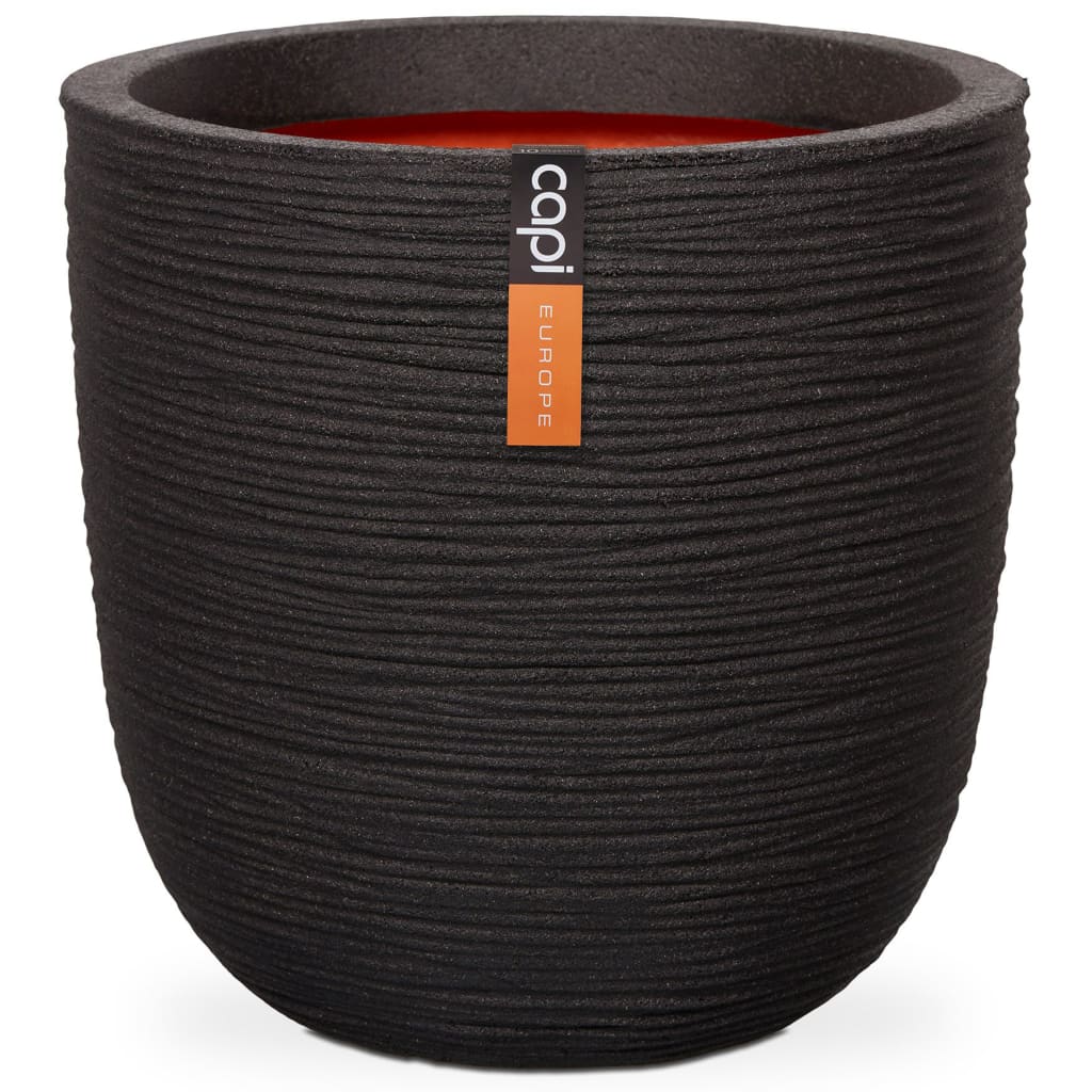 Capi bloempot nature rib 35x34 cm zwart kblr932