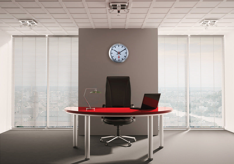 Nextime station – wandklok – 35 cm – geborsteld aluminium – wit