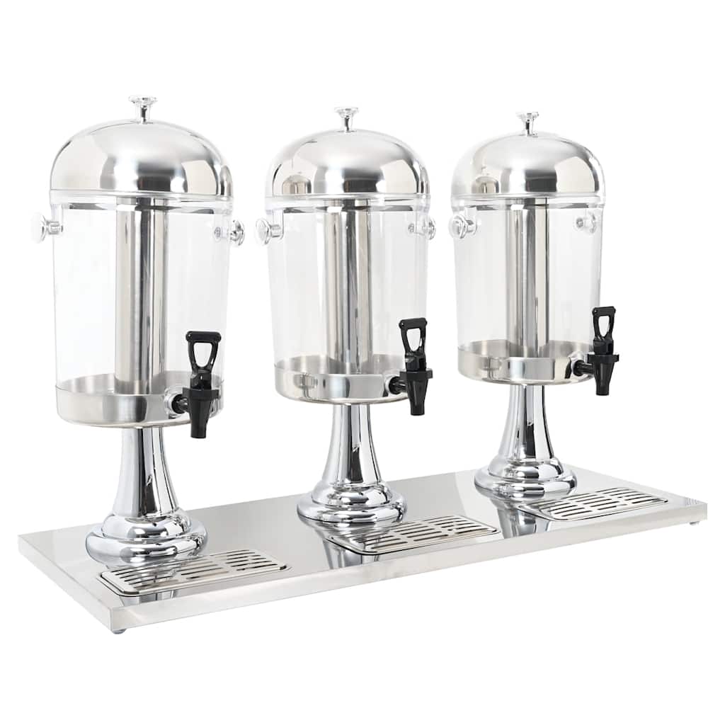 Vidaxl drievoudige sapdispenser roestvrij staal 3x8 l