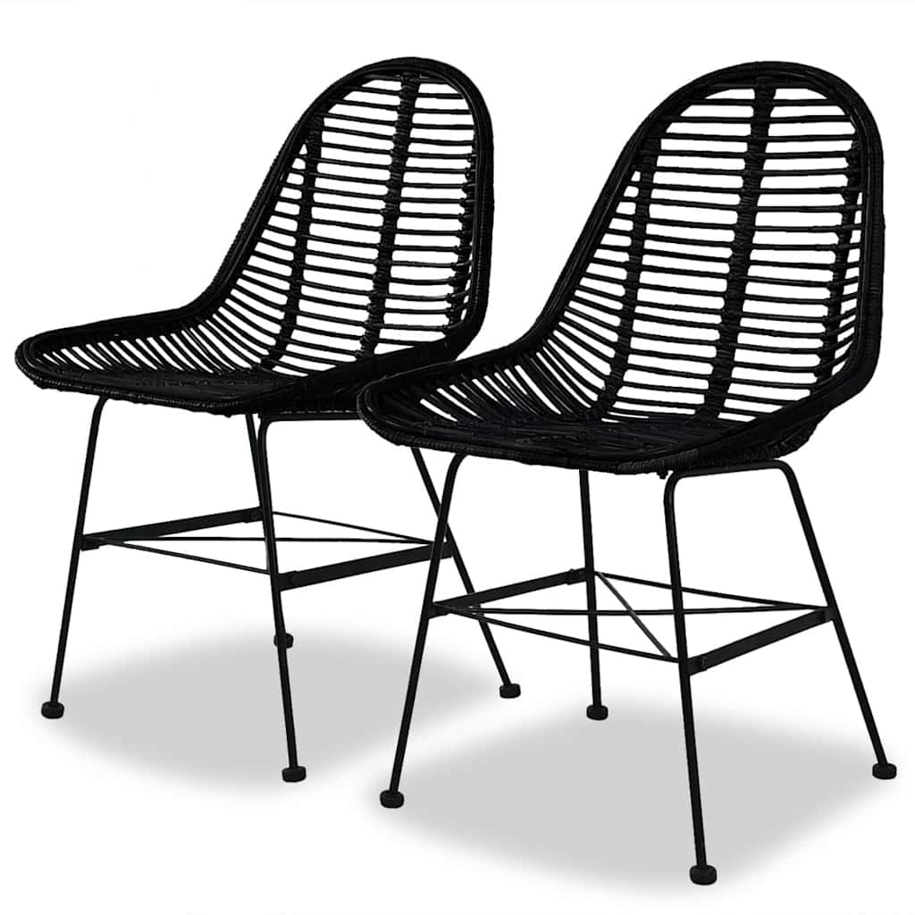 Vidaxl eetkamerstoelen 2 st natuurlijk rattan zwart