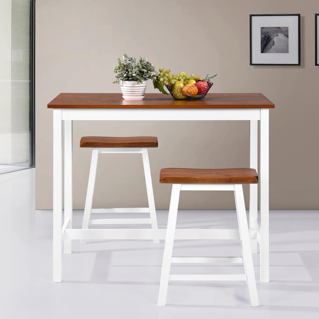 Vidaxl 3-delige bartafel en -krukkenset massief hout