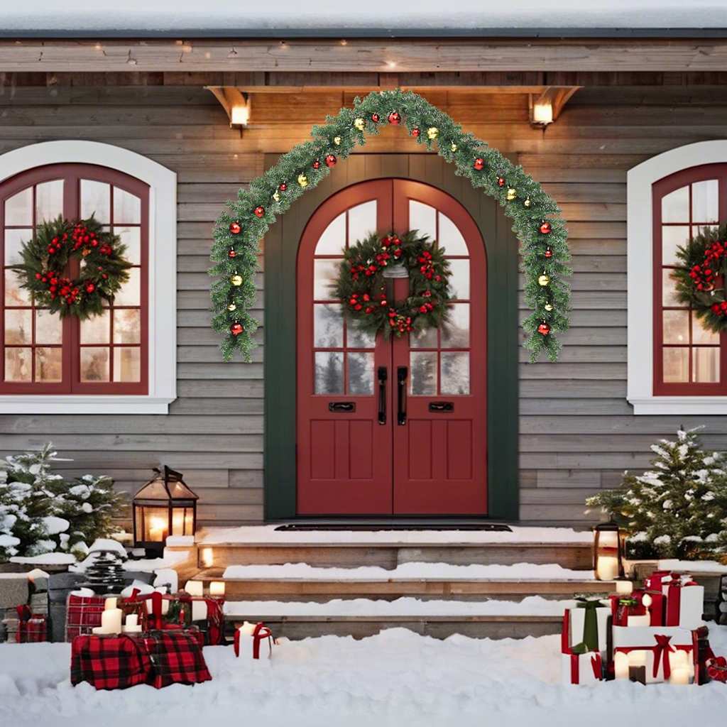 Vidaxl kerstslinger versierd met kerstballen en led-lampjes 5 m