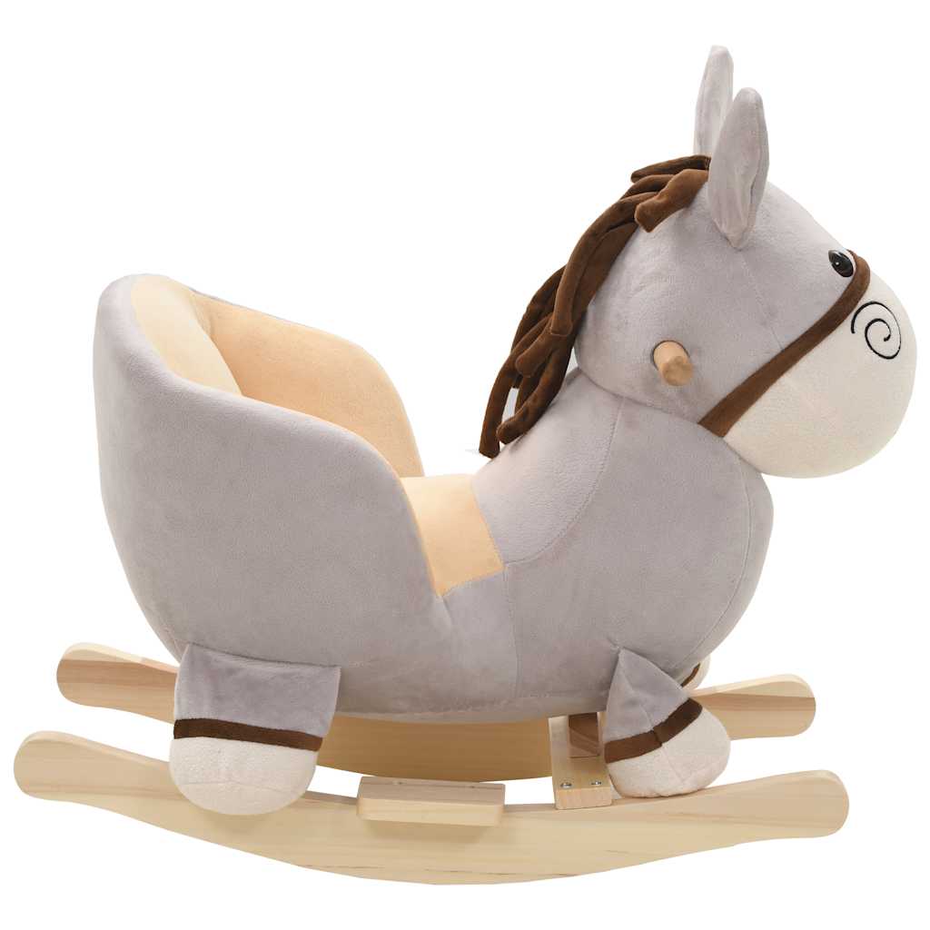 Vidaxl hobbeldier ezel met rugleuning 60x32x55 cm pluche grijs