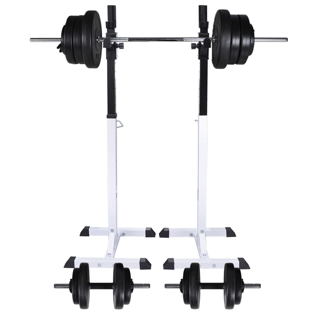 VidaXL Halter- squatrek met halterset 60,5 kg