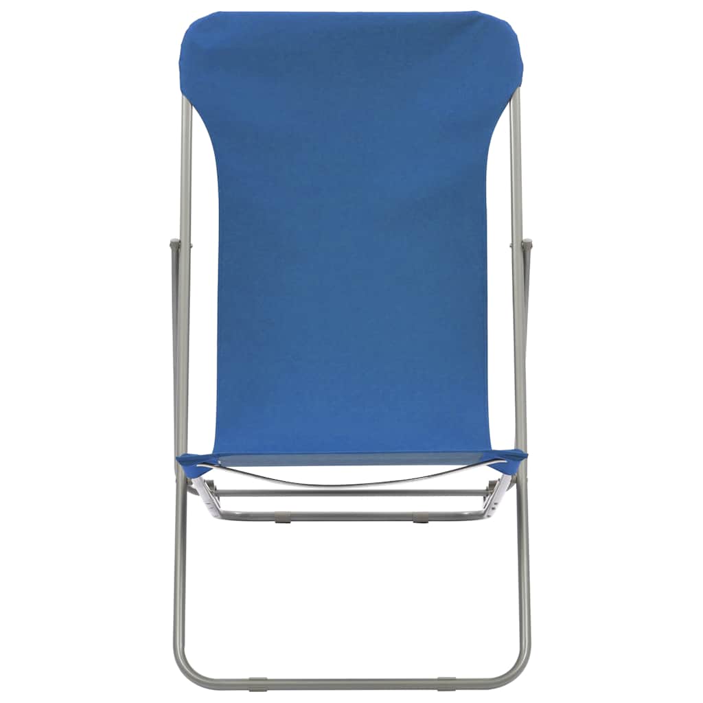 Vidaxl strandstoelen inklapbaar 2 st staal en oxford stof blauw