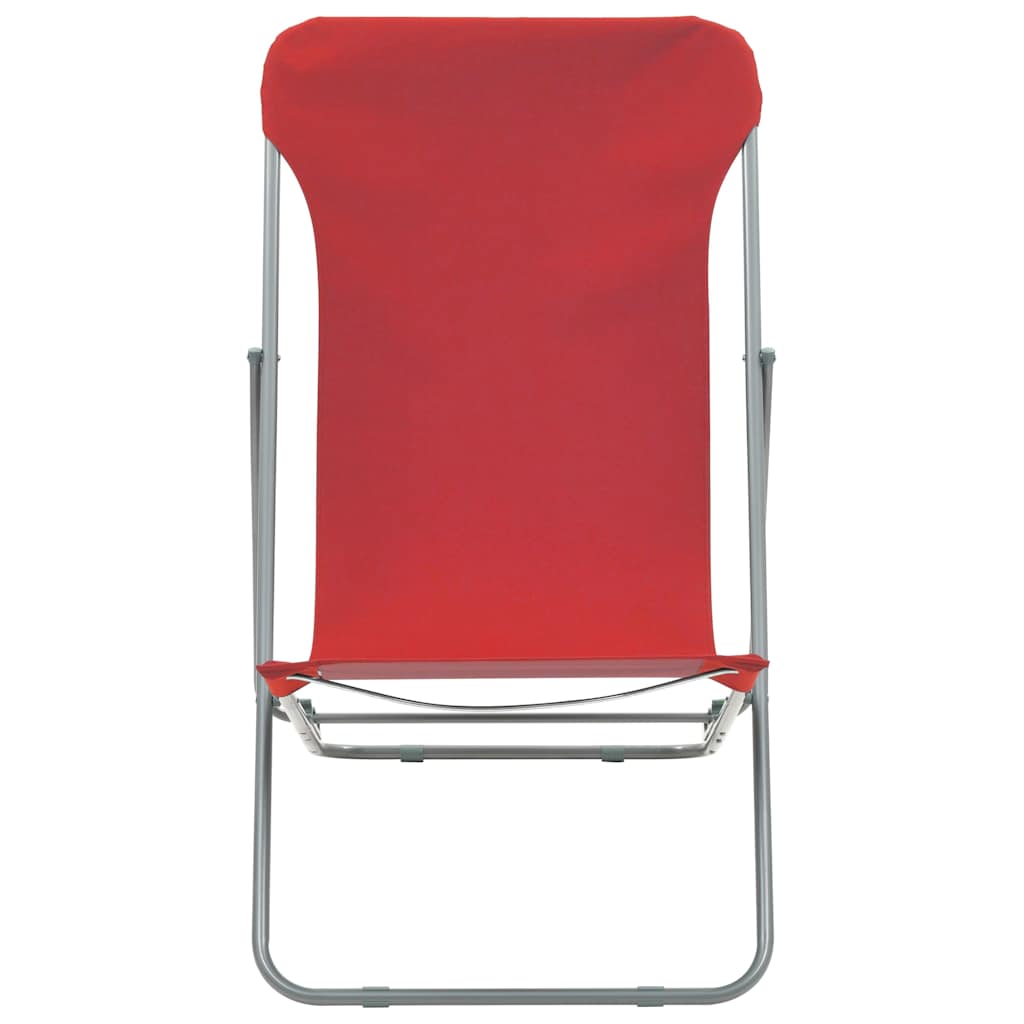 Vidaxl strandstoelen inklapbaar 2 st staal en oxford stof rood