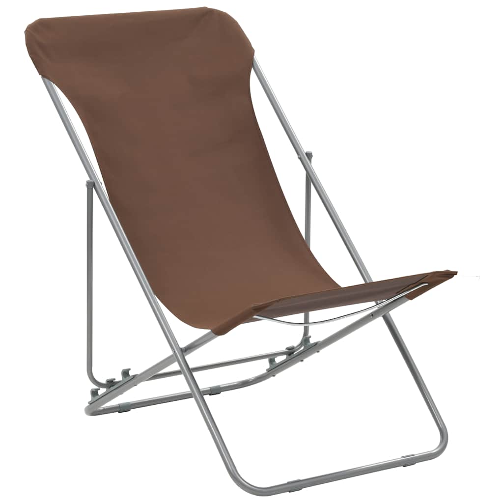 Vidaxl strandstoelen inklapbaar 2 st staal en oxford stof bruin