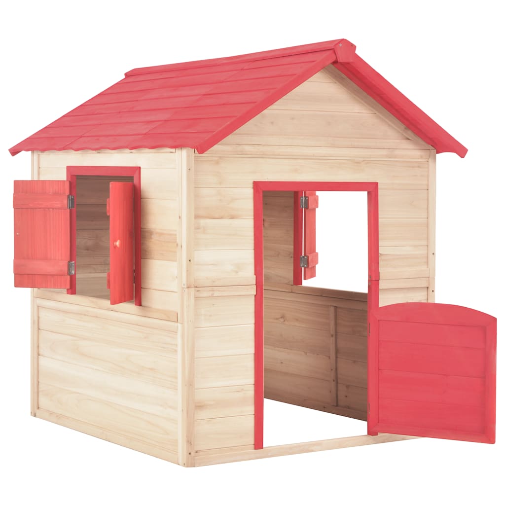 Vidaxl kinderspeelhuis vurenhout rood
