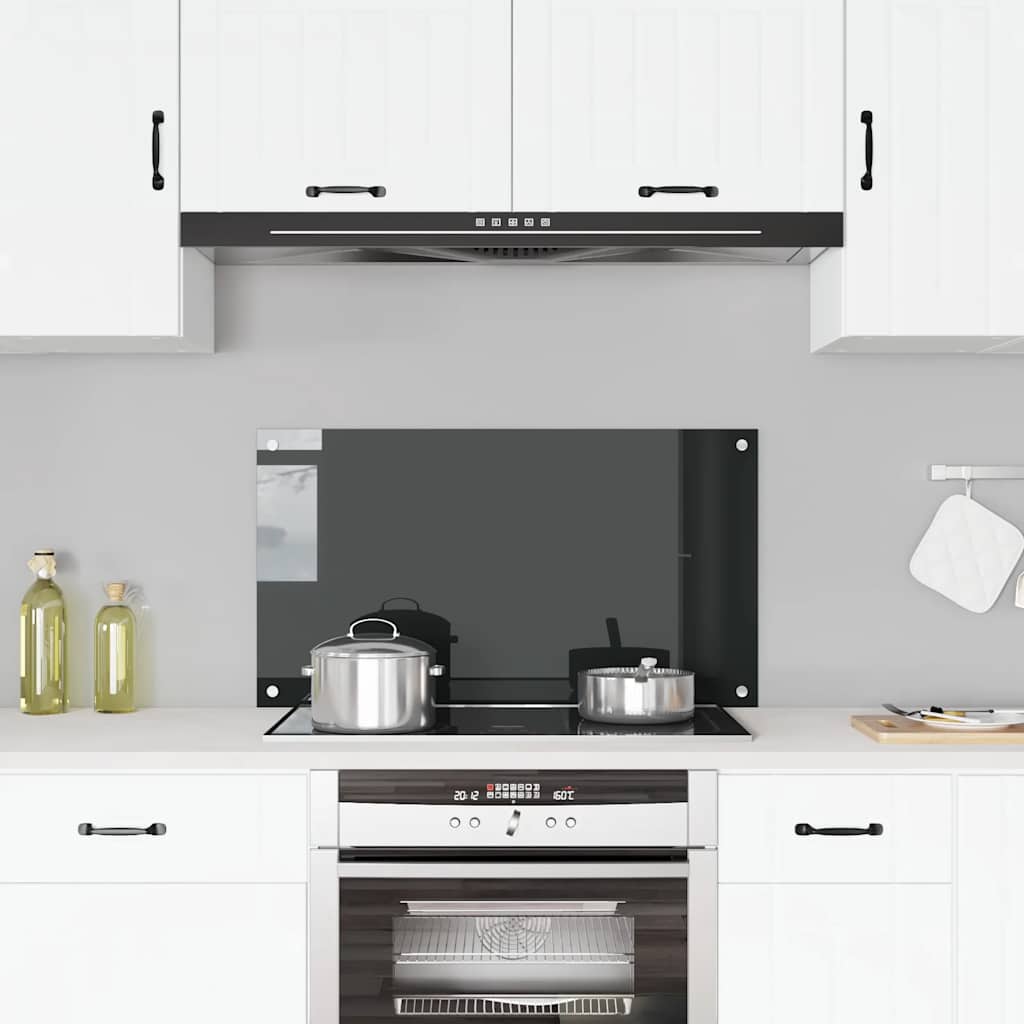 Vidaxl spatscherm keuken 90x50 cm gehard glas zwart