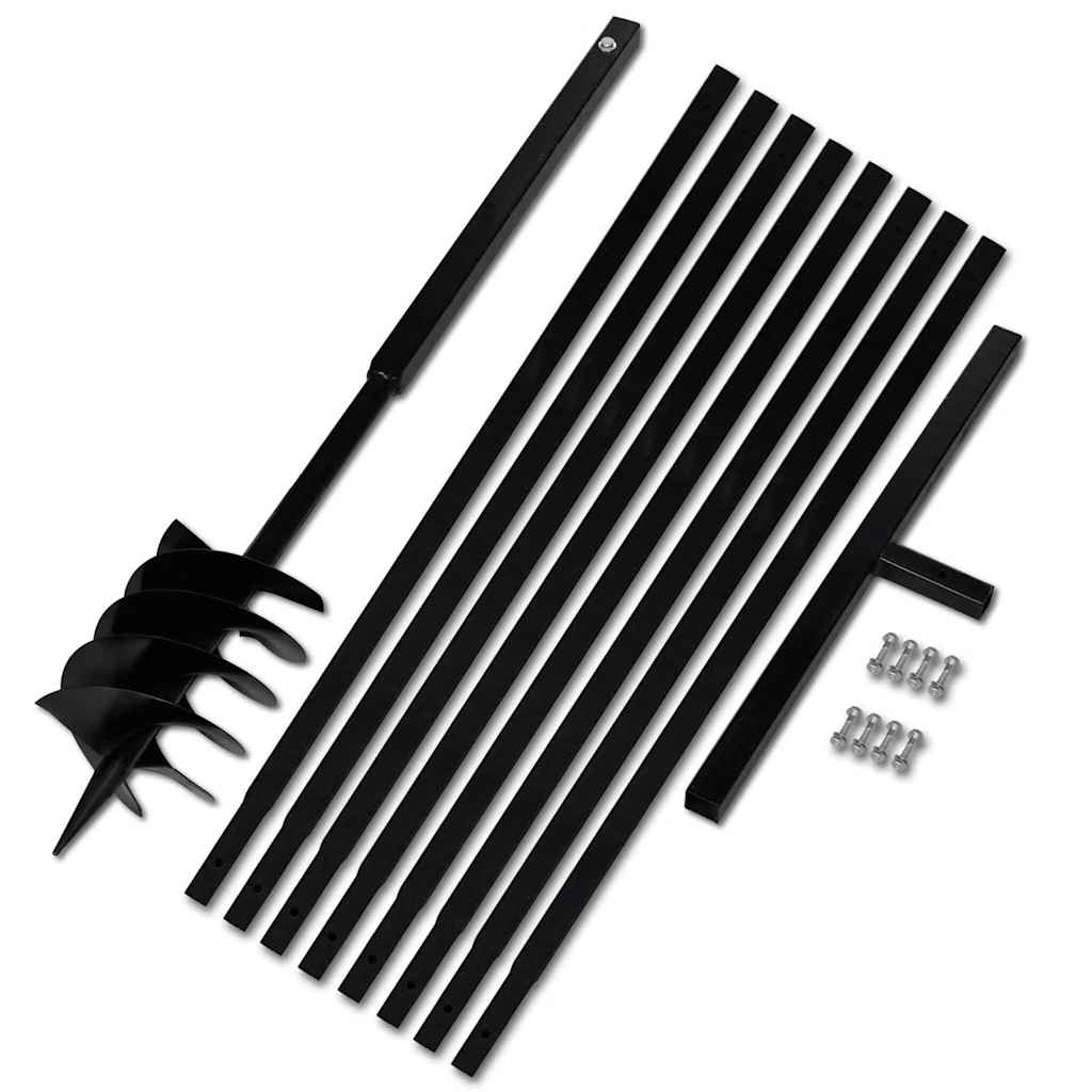Vidaxl grondboor met handvat 180 mm en verlengstukken 9 m (staal)