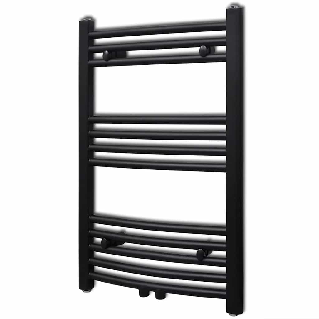 Vidaxl radiator handdoekenrek gebogen 500x764 mm zwart