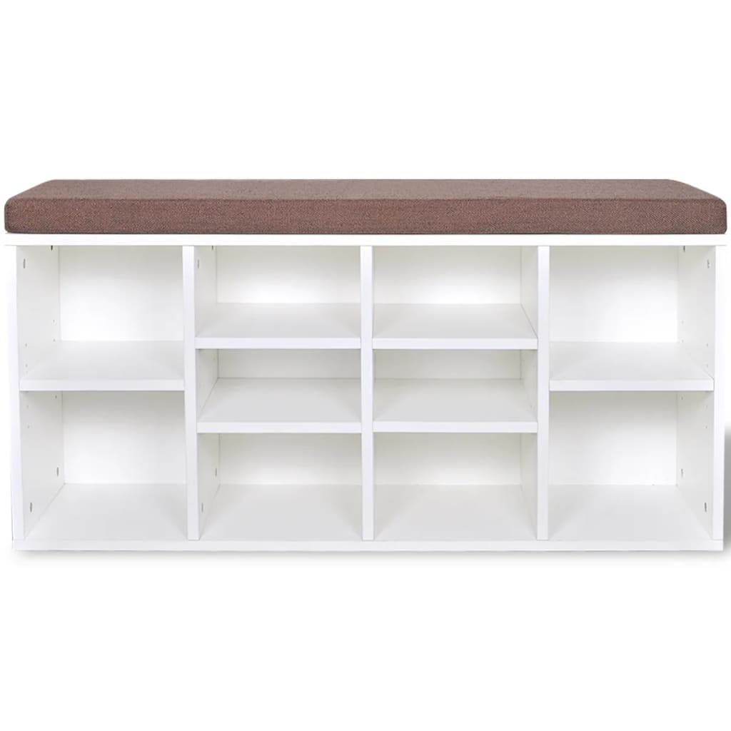 Vidaxl schoenenbank met 10 vakken wit