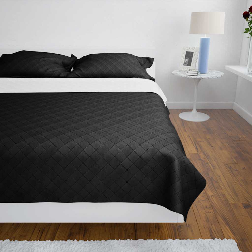 Vidaxl bedsprei gewatteerd dubbelzijdig 170x210 cm zwart wit
