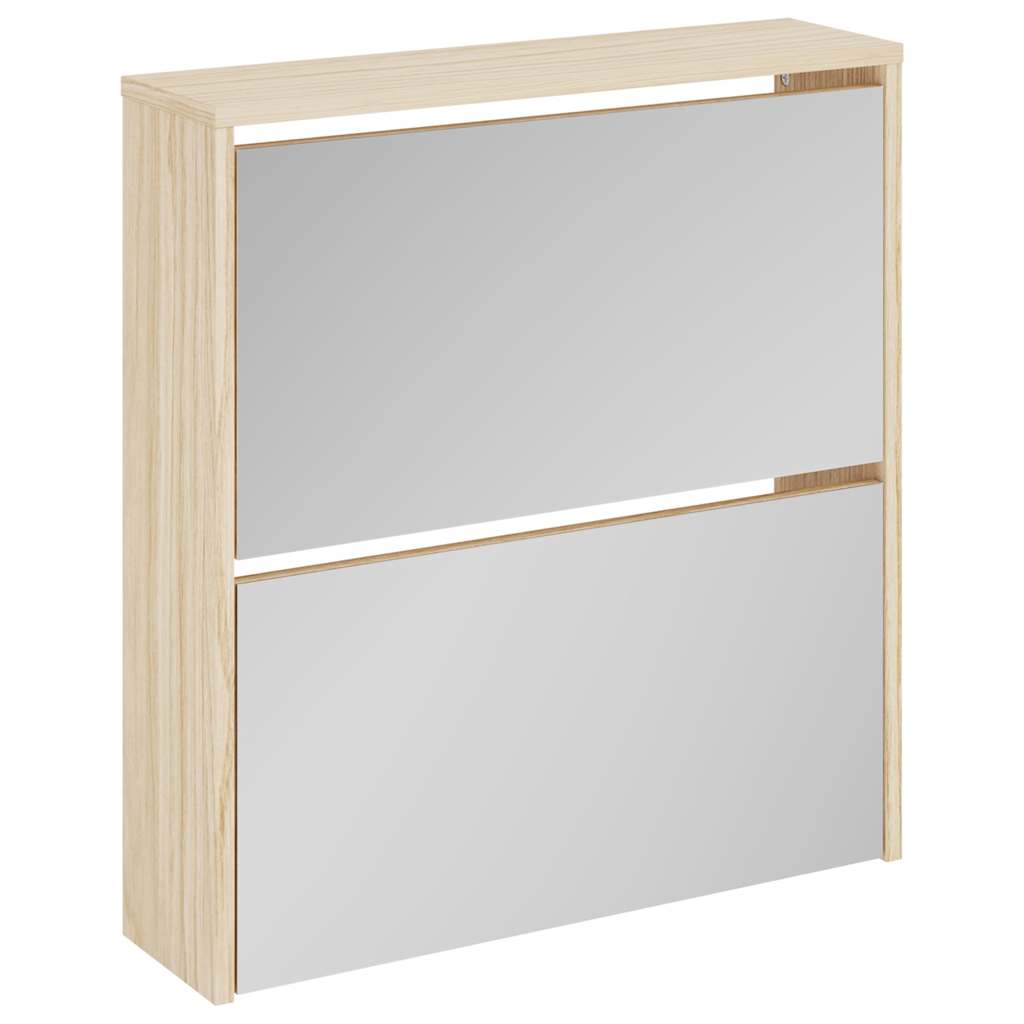 Vidaxl schoenenkast tweelaags met spiegel 63x17x67 cm eiken