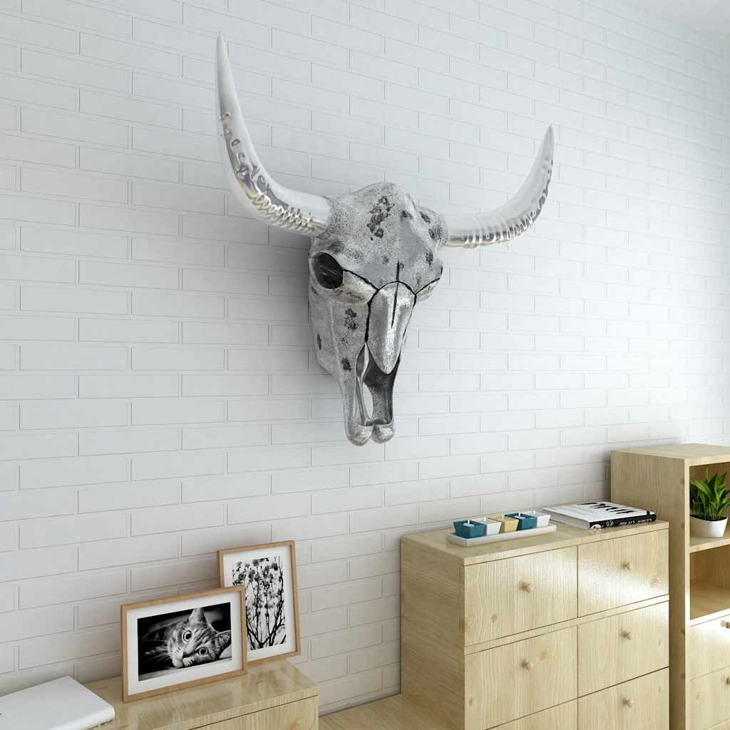 Vidaxl schedel muurdecoratie aluminium zilver