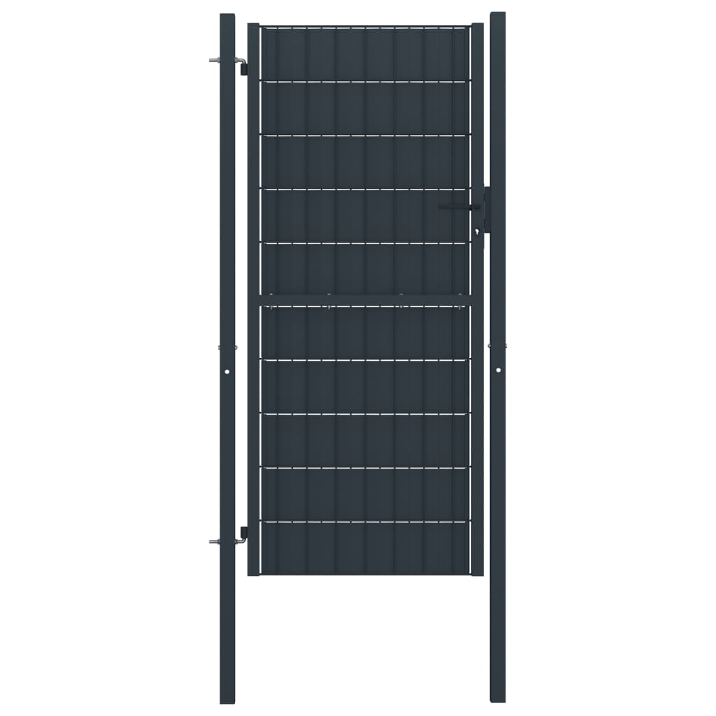 VidaXL Poort 100x204 cm PVC en staal antracietkleurig