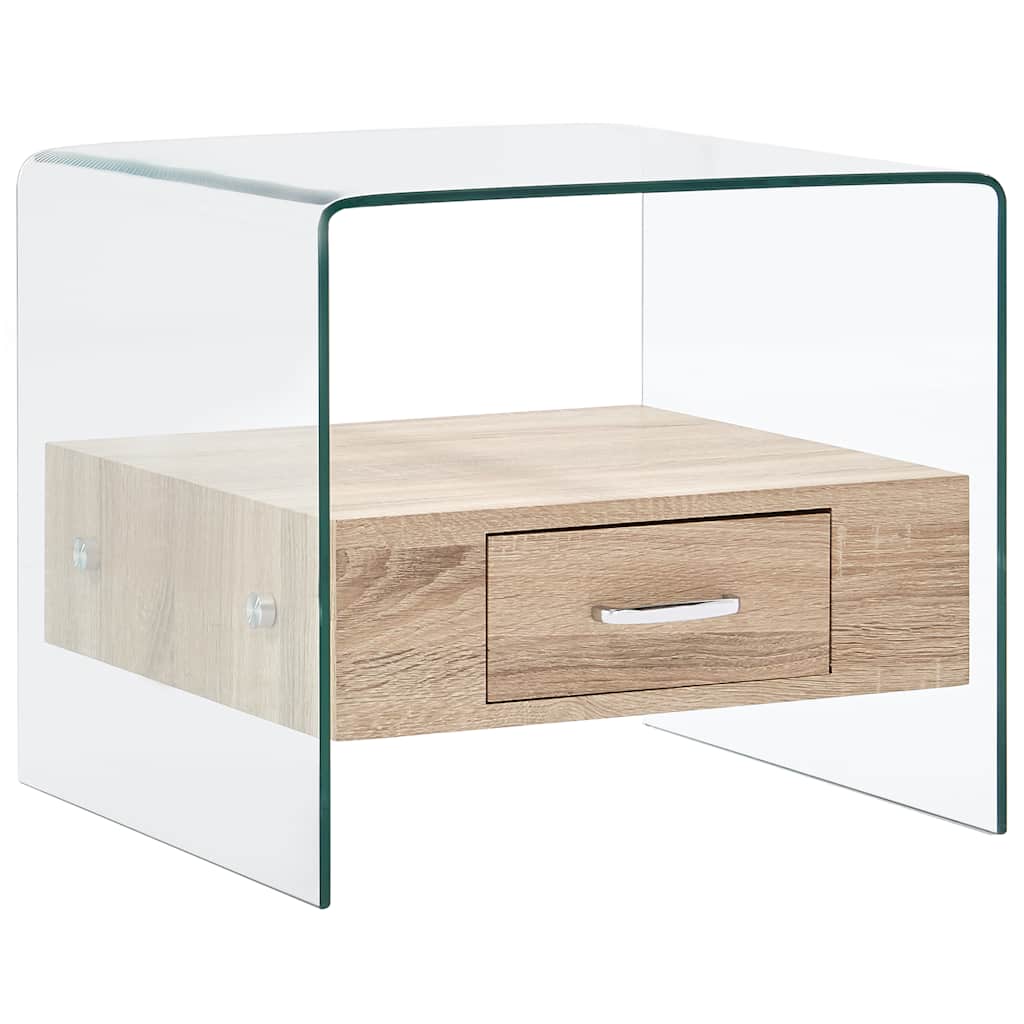 Vidaxl salontafel met lade 50x50x45 cm gehard glas