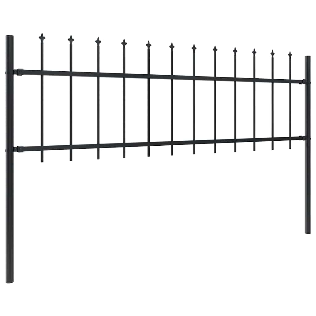 Vidaxl tuinhek met speerpunt staal 537x60 cm zwart