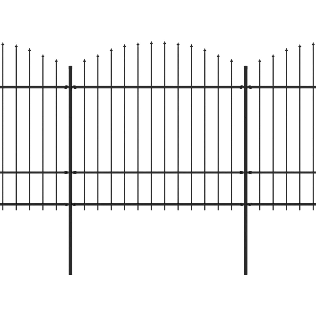 VidaXL Tuinhek met speren bovenkant (1,5-1,75)x8,5 m staal zwart