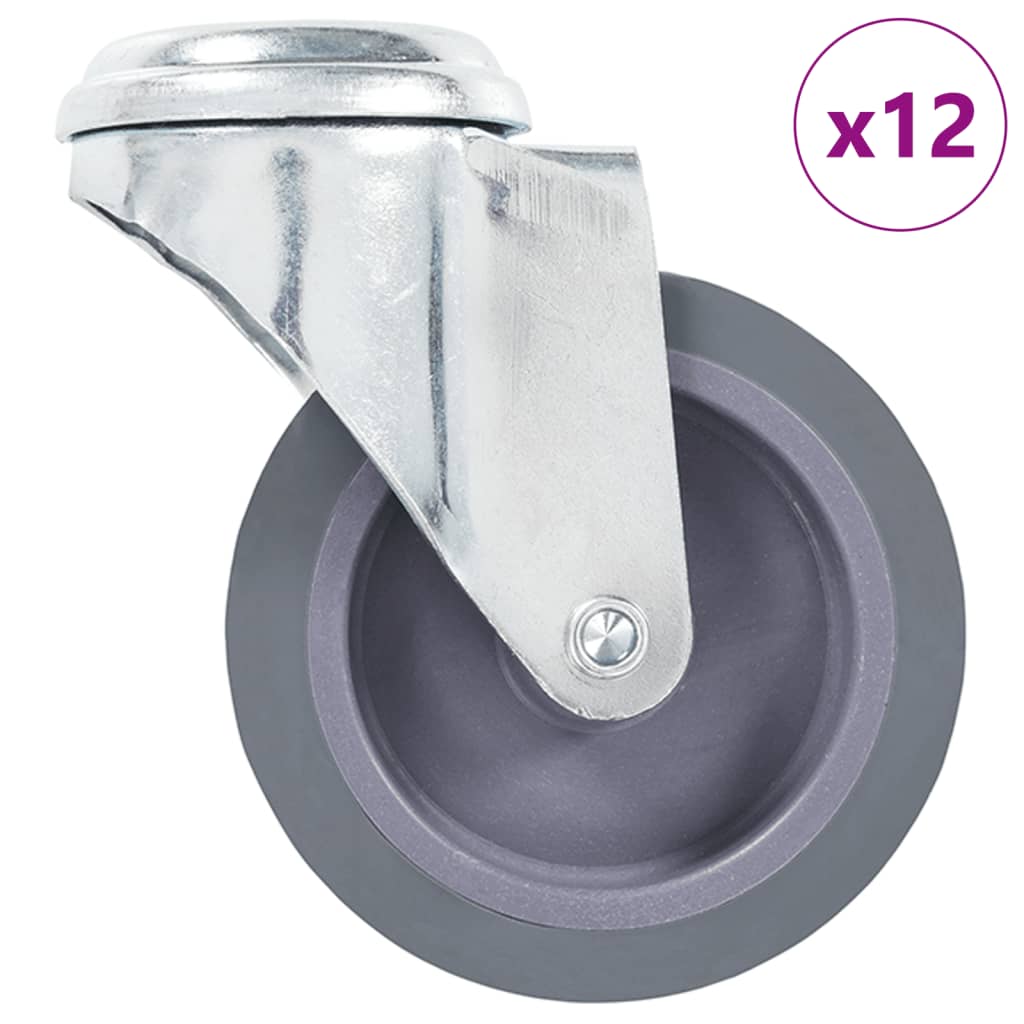 Vidaxl 12 st zwenkwielen met boutgaten 75 mm