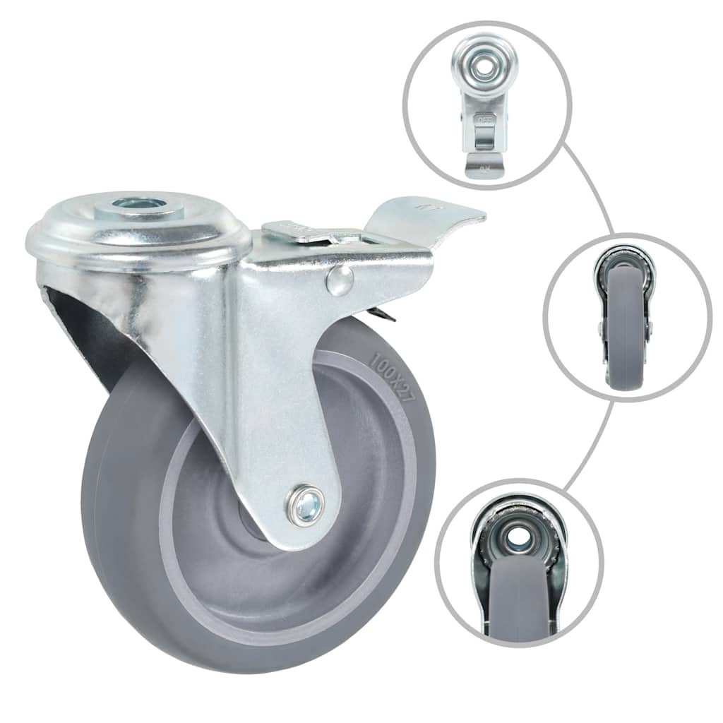 Vidaxl 24 st zwenkwielen met boutgaten 100 mm