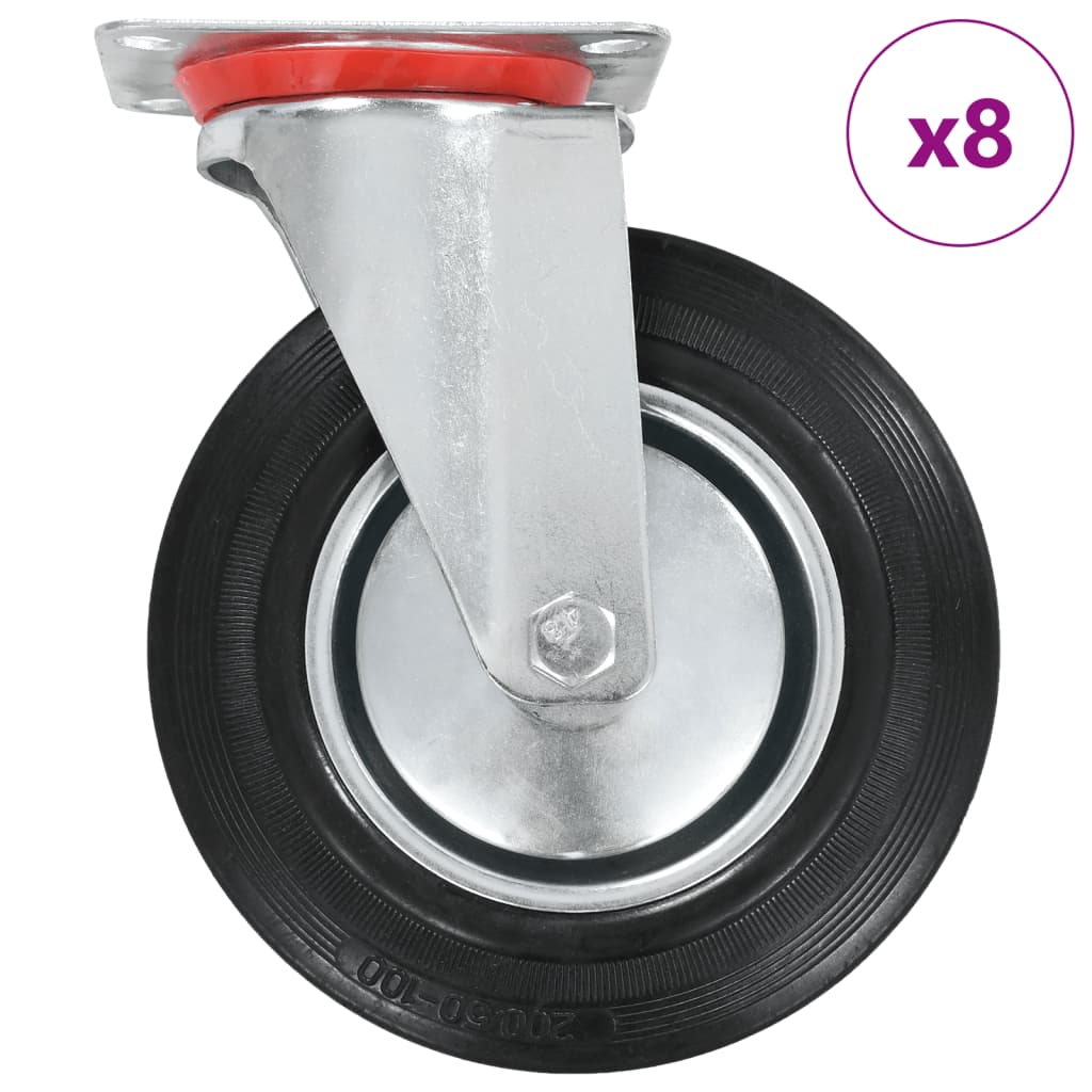 Vidaxl 8 st zwenkwielen 200 mm