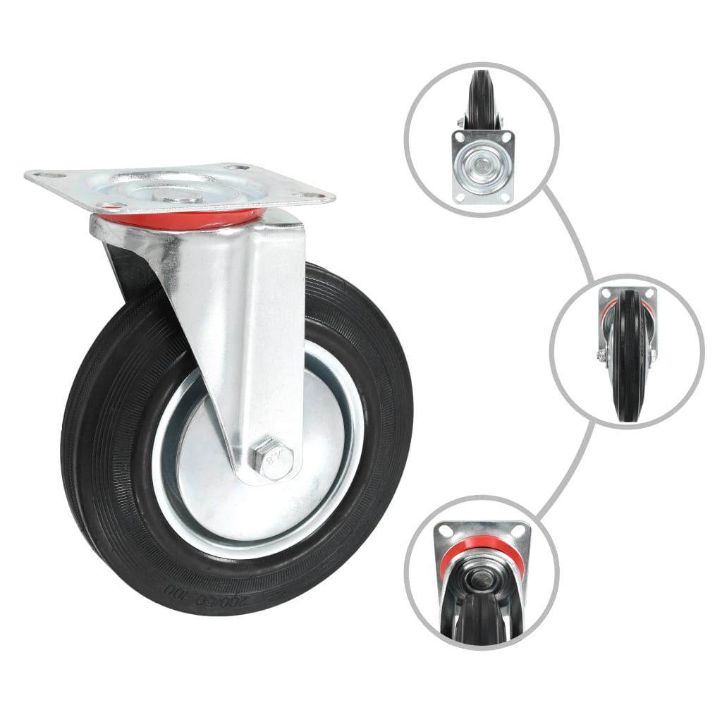 Vidaxl 8 st zwenkwielen 200 mm