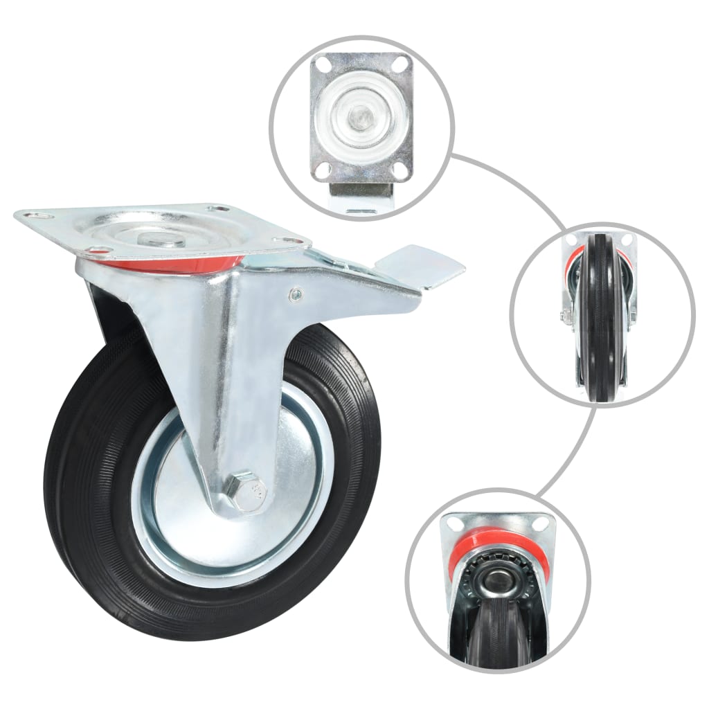 Vidaxl 8 st zwenkwielen 200 mm