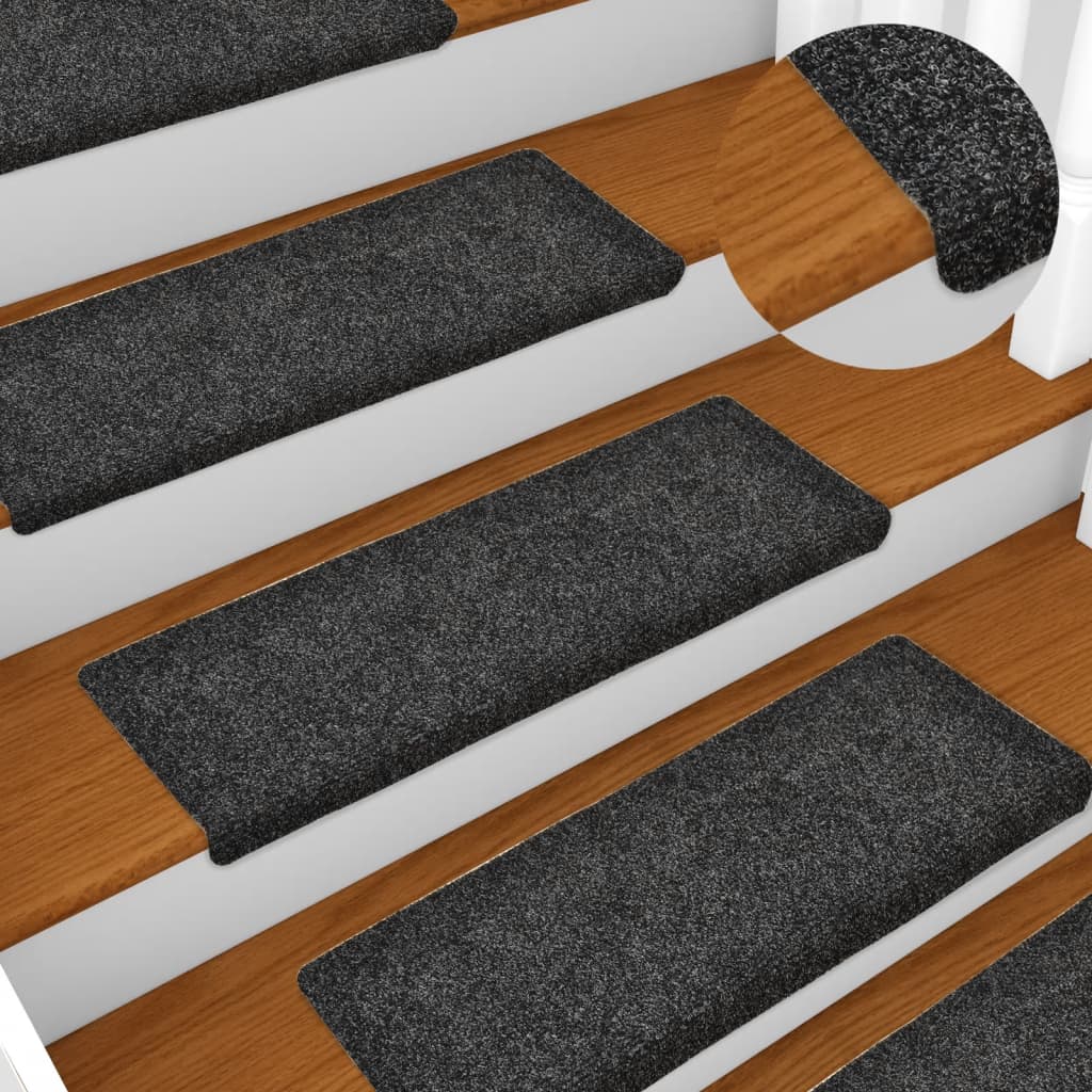 Vidaxl trapmatten zelfklevend 15 stuks 65x21x4 cm grijs rechthoekige rand
