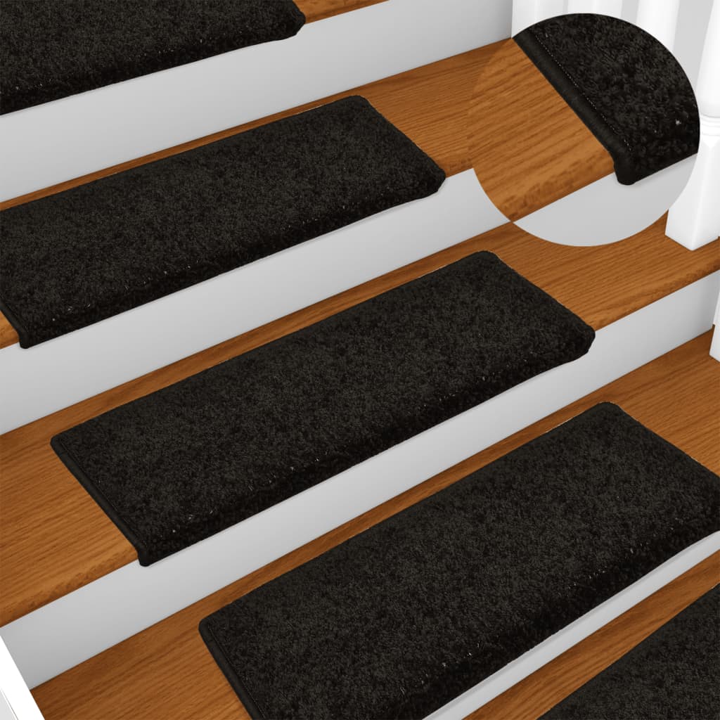 Vidaxl trapmatten 15 st 65x21x4 cm zwart rechthoekige rand