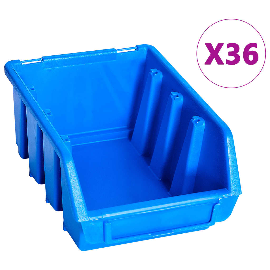 Vidaxl 96-delige opslagbakkenset met wandpanelen blauw