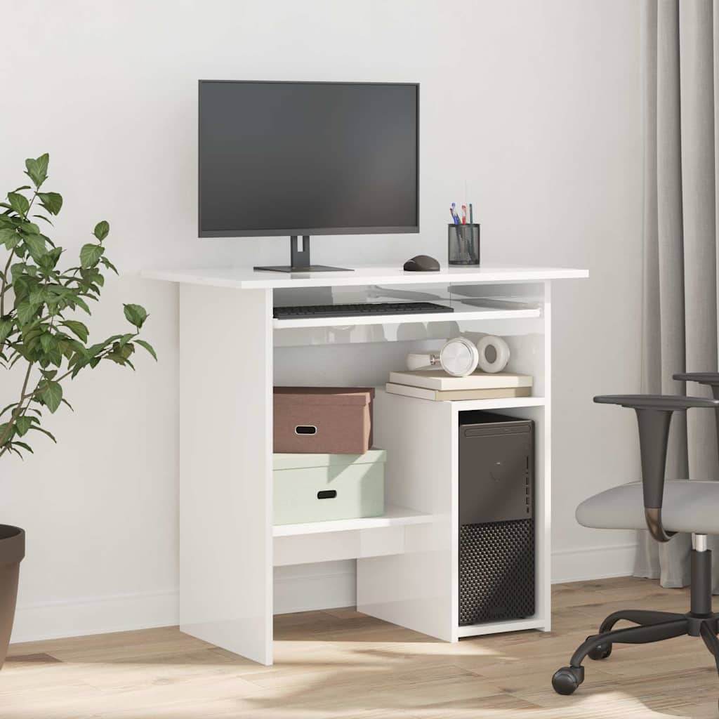 Vidaxl bureau 80x45x74 cm bewerkt hout hoogglans wit