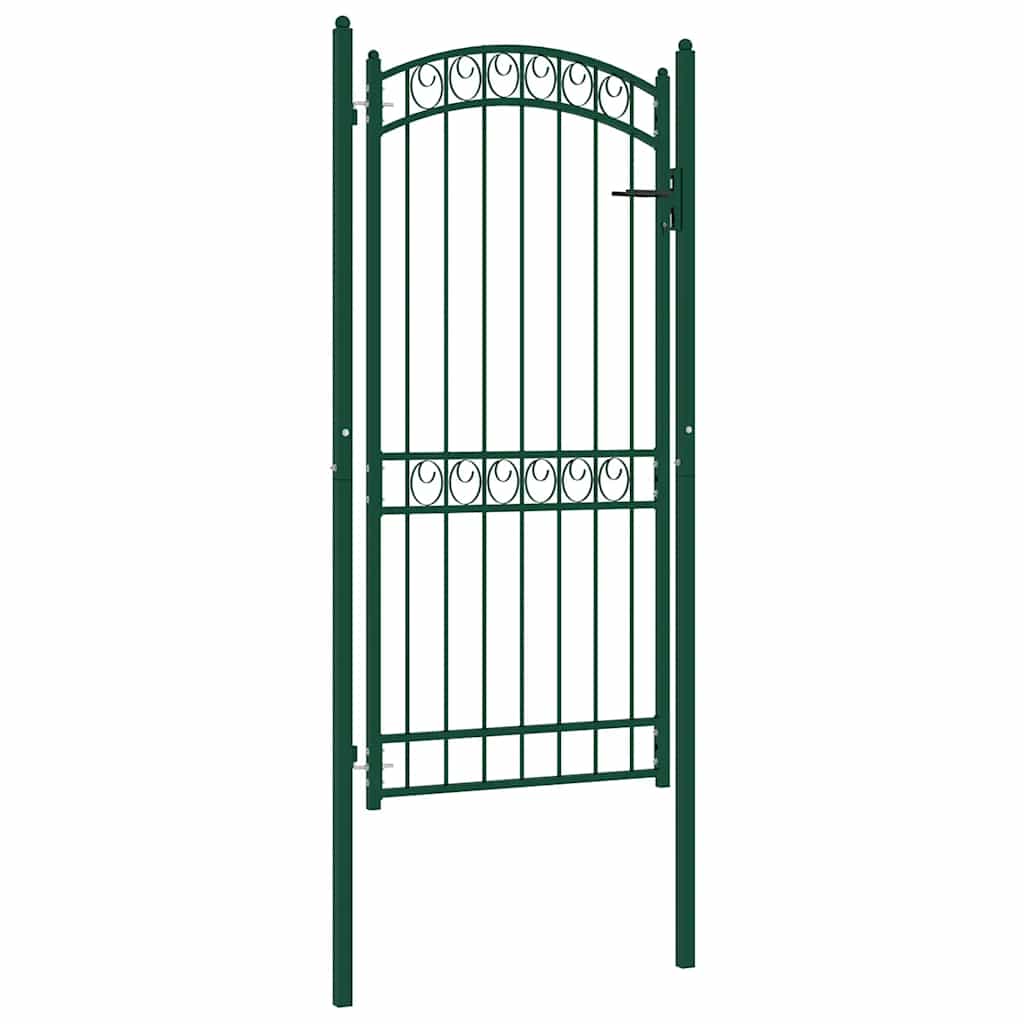 Vidaxl poort met gebogen bovenkant 102x136 cm staal groen