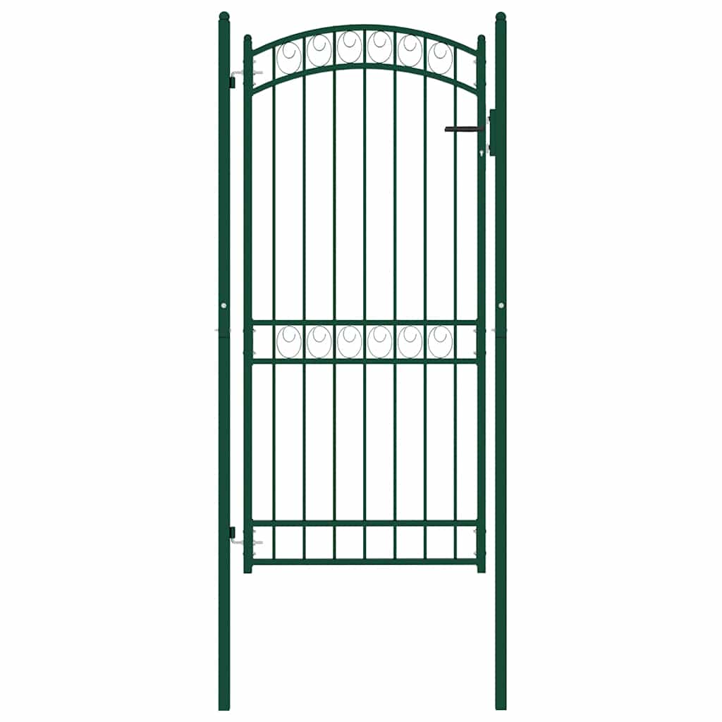 Vidaxl poort met gebogen bovenkant 102x136 cm staal groen