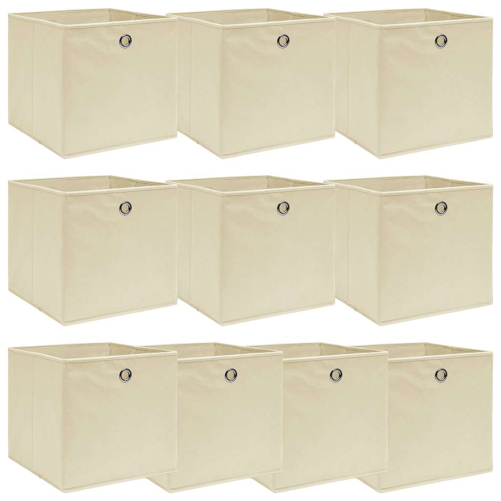 Vidaxl opbergboxen 10 st 32x32x32 cm stof crèmekleurig