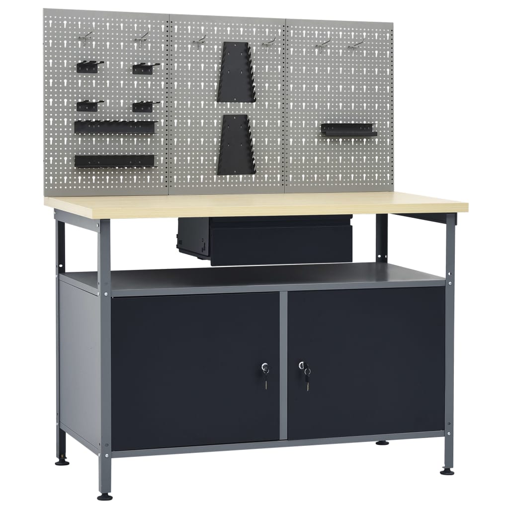 Vidaxl Workbench con tre pannelli a parete