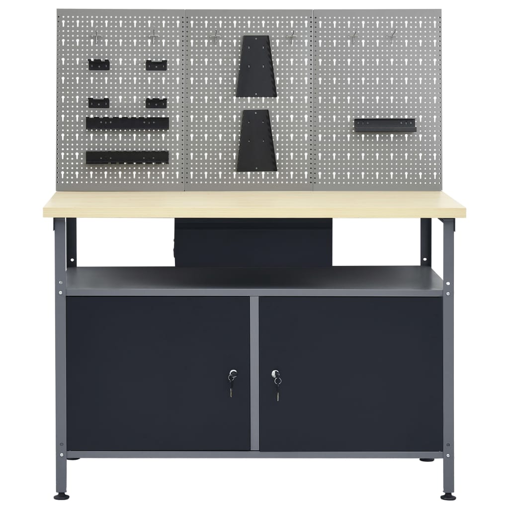 Vidaxl Workbench con tre pannelli a parete